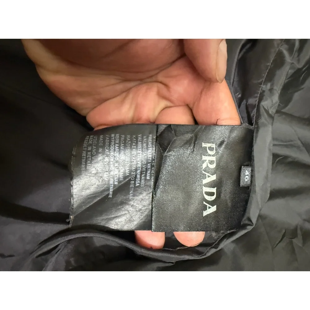 Black Nylon Jacket Full Zip Lightweight Triangle Logo Luxury Designer